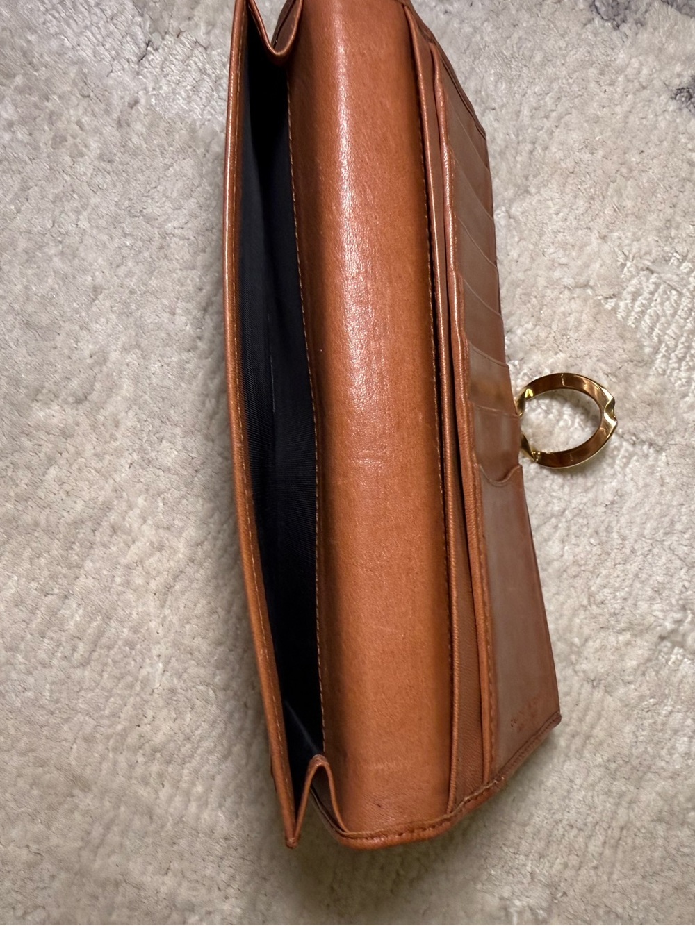 RARE Vintage Ralph Lauren Leather & Canvas Wallet with Unique Horseshoe Closure - Picture 3 of 9